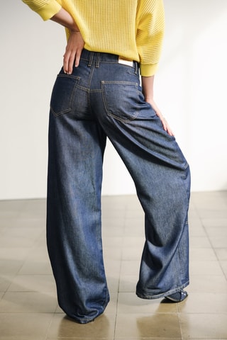 Calças de ganga wide legs - Azul-escuro