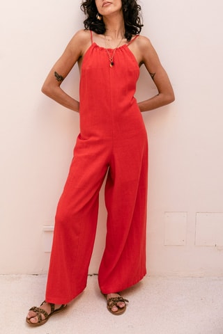 Macacão em linho - Vermelho