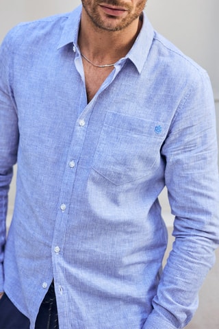 Camisa em linho - Azul-claro