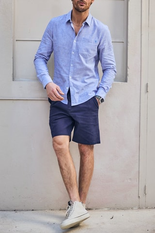 Camisa em linho - Azul-claro