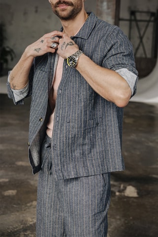 Sobrecamisa em linho - Índigo