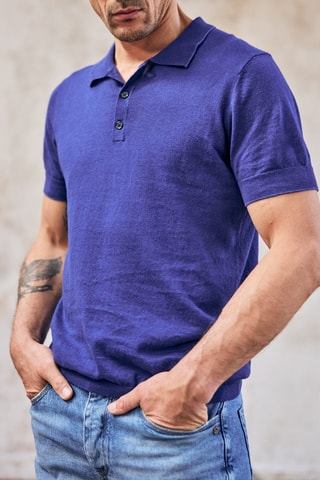 Polo em linho - Azul
