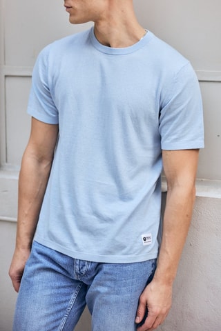 T-shirt em linho - Azul-celeste