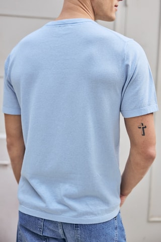 T-shirt em linho - Azul-celeste