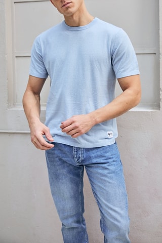 T-shirt em linho - Azul-celeste