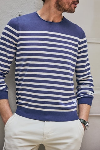Camisola em linho - Azul-cobalto