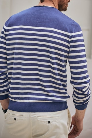 Camisola em linho - Azul-cobalto