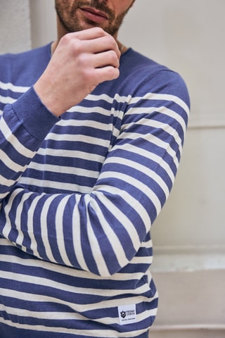 Camisola em linho - Azul-cobalto