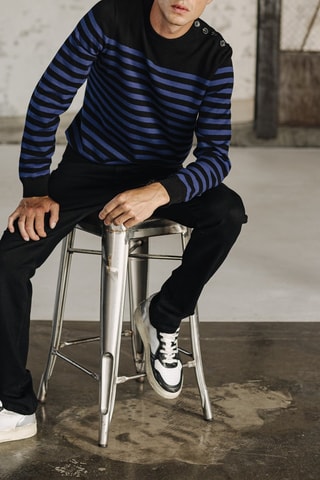 Camisola - Preto e azul-cobalto