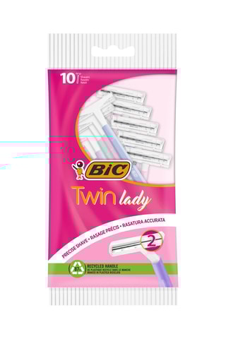 10 rasoirs jetables pour femme Twin Lady - 2 lames - Modèle aléatoire