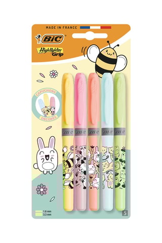 5 surligneurs Highlighter Grip Pastel - 5 encres