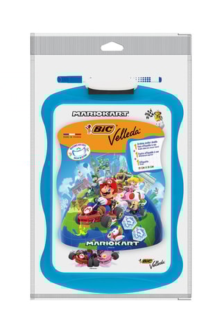 Ardoise Velleda double-face avec marqueur effaçable et effacette Mario Kart Nintendo - Encre bleu