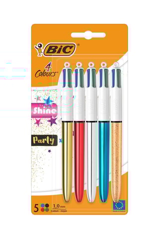 5 stylos-bille 4 couleurs Shine et Party - 4 encres