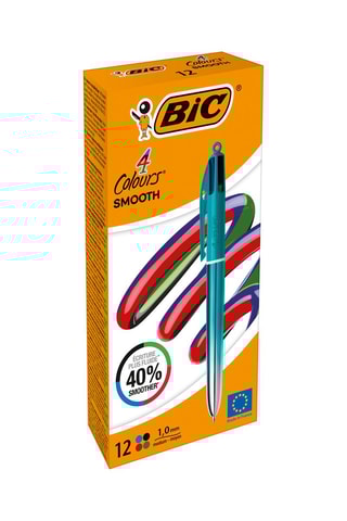 12 stylos-bille 4 couleurs Smooth - 4 encres