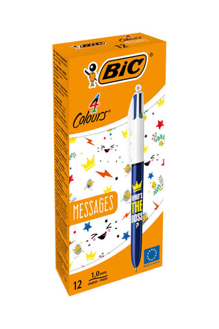12 stylos-bille 4 couleurs Message - 4 encres