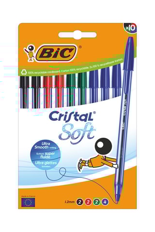 10 stylos-bille Cristal Soft - 4 encres