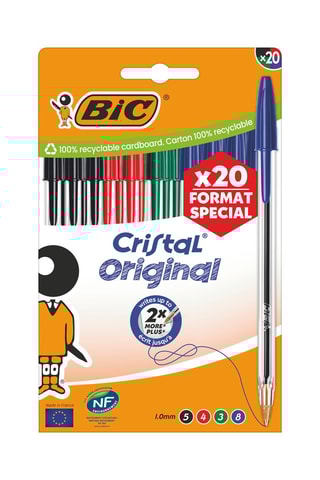 20 stylos-bille Cristal Original - 4 encres