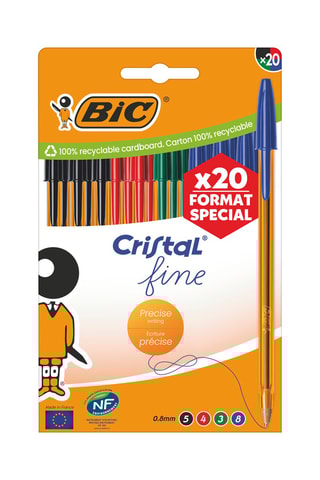 20 stylos-bille Cristal Fine - 4 encres