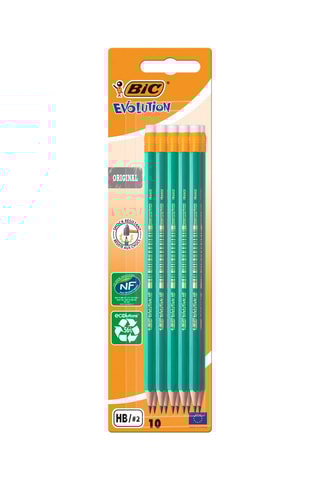10 crayons à papier HB avec gomme Evolution Original - Mine graphite