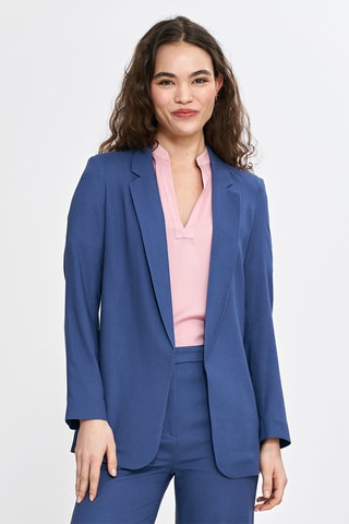 Linnen Colbert Regular Fit - Blauw