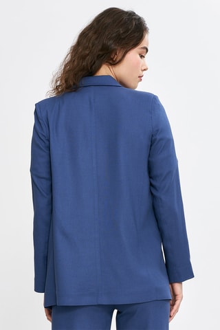 Linnen Colbert Regular Fit - Blauw