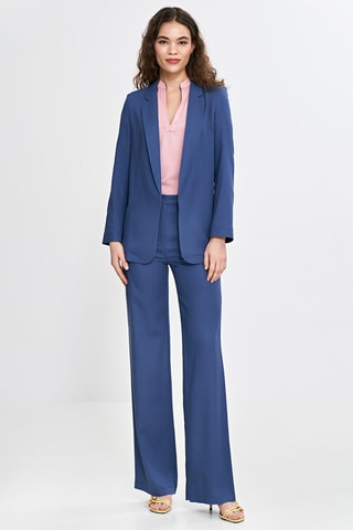 Linnen Colbert Regular Fit - Blauw
