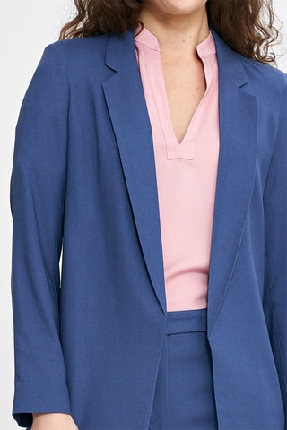 Linnen Colbert Regular Fit - Blauw