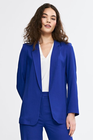 Linnen Colbert Regular Fit - Blauw