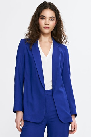Linnen Colbert Regular Fit - Blauw