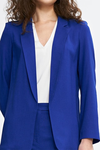Linnen Colbert Regular Fit - Blauw