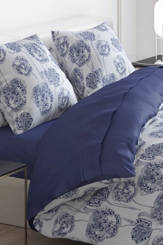 Conjunto de edredão em cetim de algodão 200 fios/cm² Lace - Azul-marinho e branco