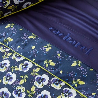 Fronha de travesseiro em cetim de algodão 200 fios/cm² Pansy Small - Azul-escuro