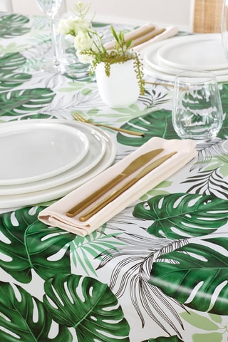 Toalha de mesa em plástico Pause exotique - Branco e verde