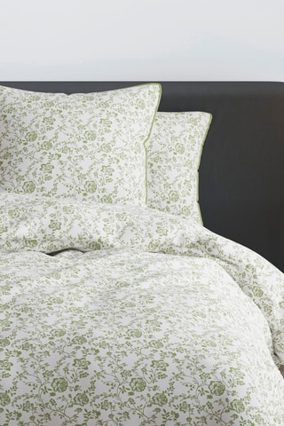 2 fronhas em cetim de algodão 200 fios/cm² - Floraison de Roses - Verde