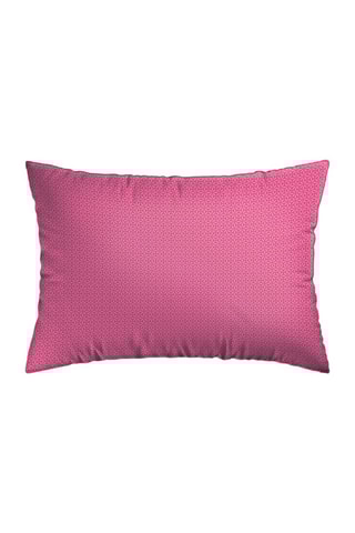 2 taies d'oreiller en satin de coton 80 fils/cm² Jardin secret - Bleu foncé et rose