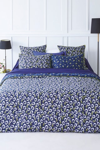 Conjunto de edredão em cetim de algodão 80 fios/cm² - Azul-escuro