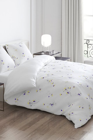 Parure de couette en satin de coton 200 fils/cm² Esquisse Floral - Blanc