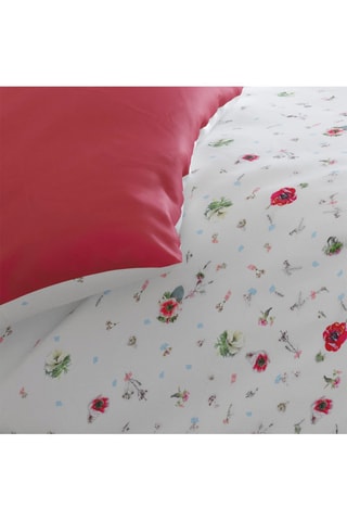 Parure de couette en satin de coton 80 fils/cm² Herbier Solair Floral - Framboise