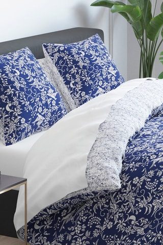 Conjunto de edredão em cetim de algodão 80 fios/cm² Birds - Azul