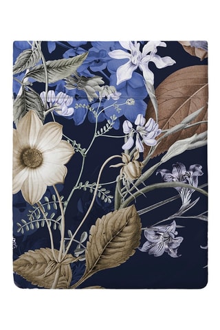 Lençol em cetim de algodão 80 fios/cm² Bouquet d'Hortensias - Azul,