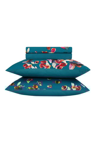 Conjunto de lençóis em cetim de algodão 80 fios/cm² Aurore - Azul,