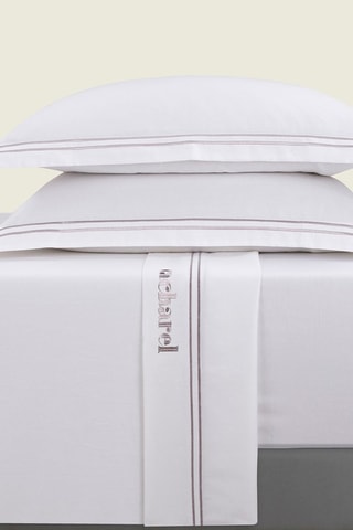 Conjunto de lençóis em cetim de algodão 80 fios/cm² La Rochelle - Cinzento-claro e branco