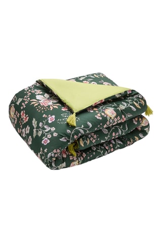 Edredão XL em cetim de algodão 80 fios/cm² Jardin secret - Verde-escuro