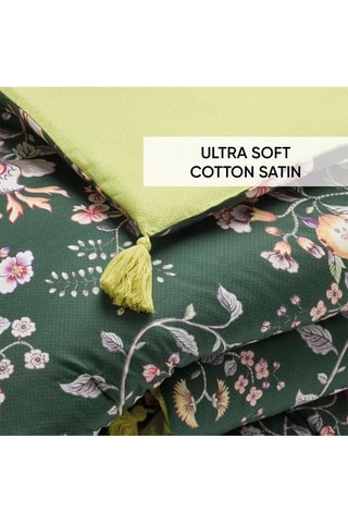 Edredão XL em cetim de algodão 80 fios/cm² Jardin secret - Verde-escuro