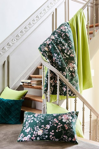 Edredão XL em cetim de algodão 80 fios/cm² Jardin secret - Verde-escuro
