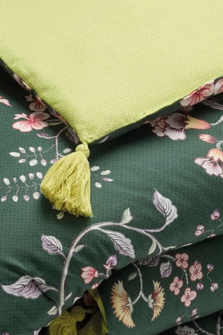Edredão XL em cetim de algodão 80 fios/cm² Jardin secret - Verde-escuro