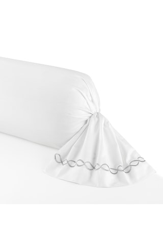 Fronha de travesseiro em cetim de algodão 80 fios/cm² - Branco e cinzento