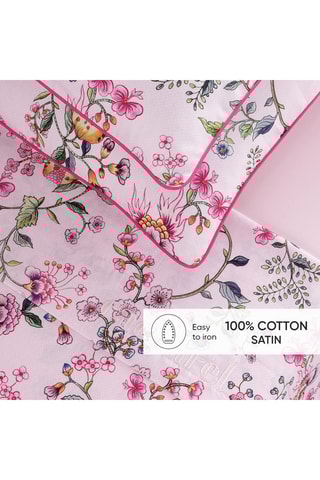 Fronha de travesseiro em cetim de algodão 80 fios/cm² Jardin secret - Rosa