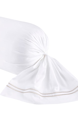Fronha de travesseiro em cetim de algodão 80 fios/cm² La Rochelle - Branco e toupeira