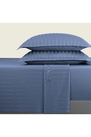 Lençol liso em cetim de algodão 80 fios/cm² - Azul,